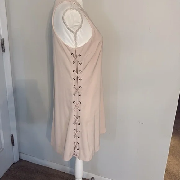 Lulus Blush Lace-Up Side Sleeveless Shift Dress Size Large - Picture 6 of 9